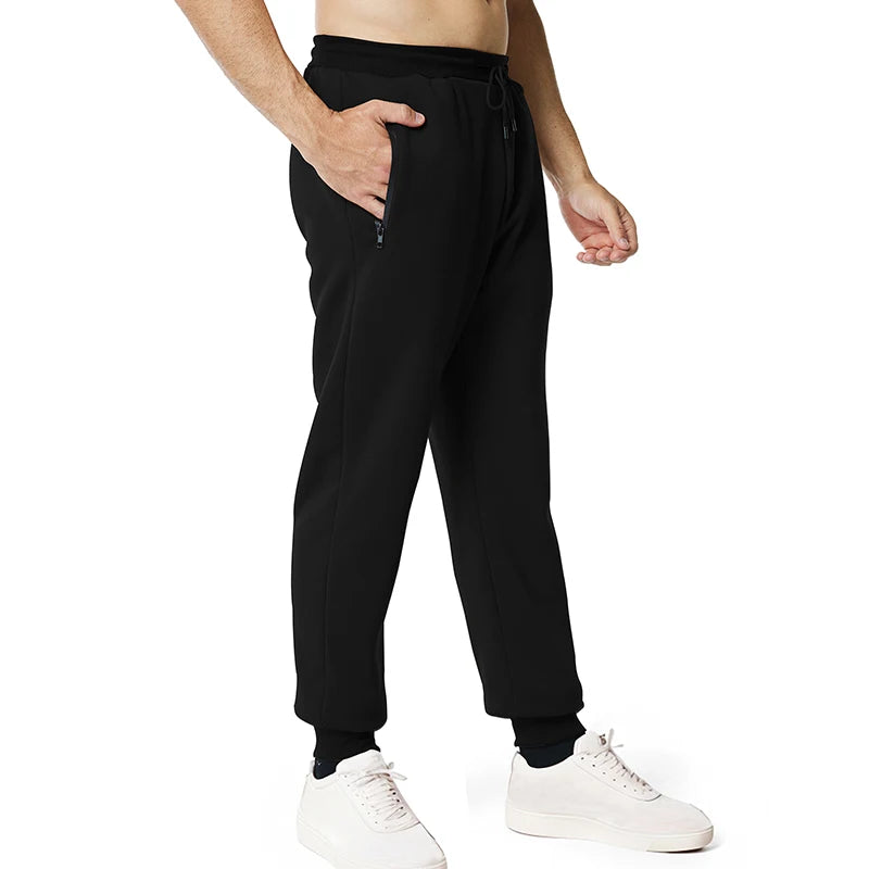 New Sweatpants Side Zipper Pockets Men Joggers Track Pants Elastic Waist Sport Casual Trousers Baggy Fitness Gym Clothing