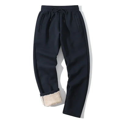 New 2025 Winter Sherpa Lined Pants Men's Thicken Thermal Jogging Sweatpants Elastic Waist Fleece Casual Trouser with Drawstring