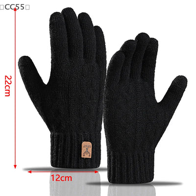 〔CC55〕1Pair Warm Gloves Autumn Winter Gloves For Men Cold-proof Warm Gloves Cycling Full Finger Touch Screen Gloves Gifts