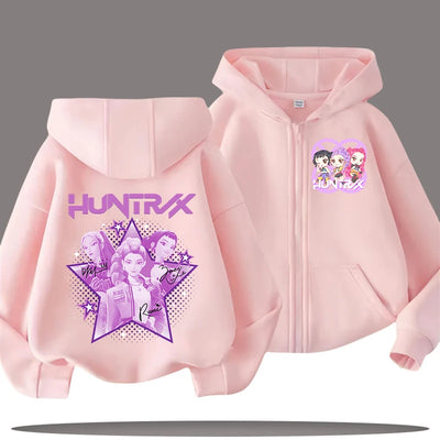 2026 Funny Zip Up Sweatshirts Kpop Demon Hunters Hoodie Children Clothes Kid Girl Boy Sweatshirt Zipper Hoody Baby Casual Top