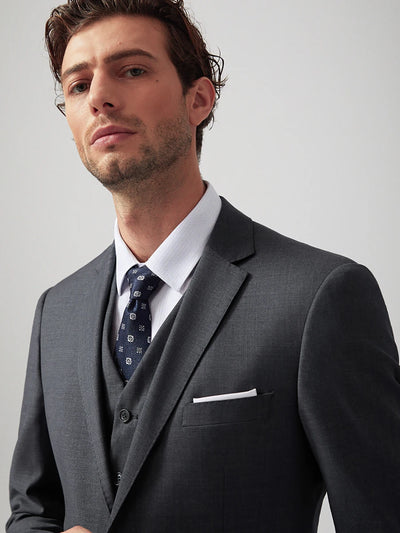 2025 Summer 70% Wool Grey Suit for Men - Premium Business Formal & Wedding Tuxedo Set, Groom's Breathable Blazer & Dress Pants