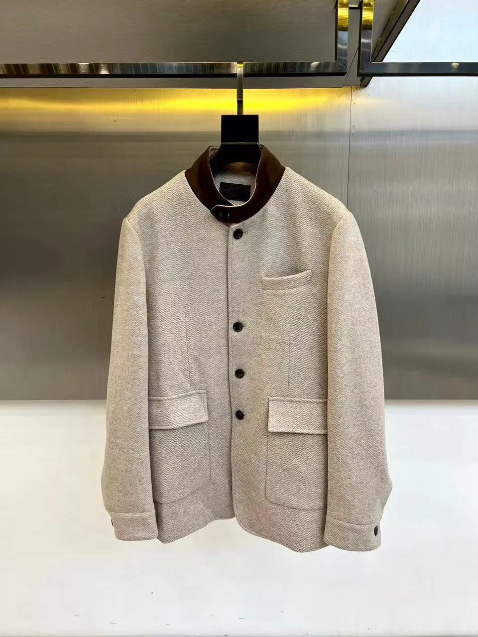Italian LP men's autumn and winter new fashion casual stand-up collar jacket men's old money style business simple coat