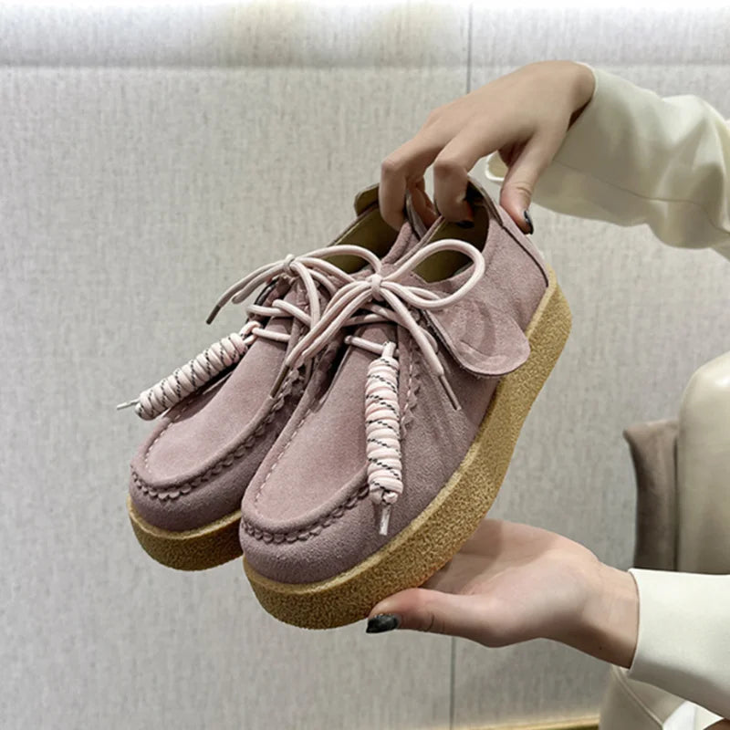 AIYUQI Genuine Leather Women's Shoes 2025 New Flat Non-slip  Derby Female Shoes Large size Lace-up Loafers For Women