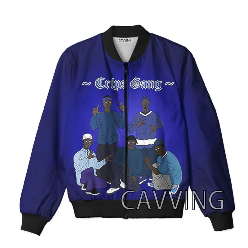 New Fashion Women/Men's  3D Print  Crips Gang   Zipper Bomber Jackets Men Overcoat Mens Coat Zip Up Jackets