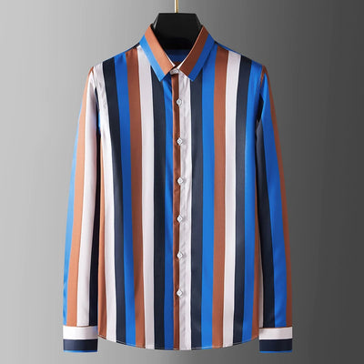 High-end men's shirt printed men's shirt long-sleeved lapel shirt daily outdoor shopping comfortable fabric large size xs-6xl