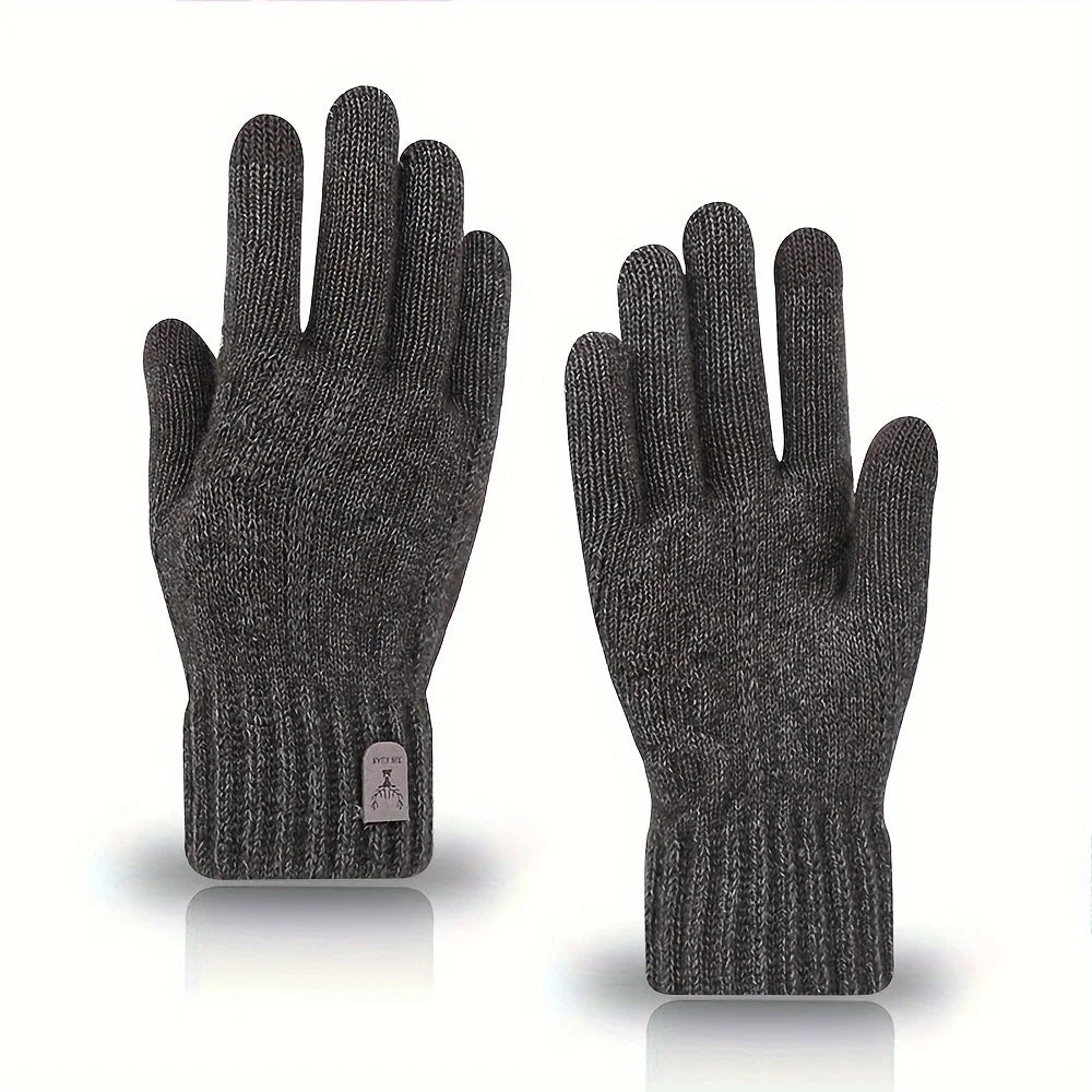 Winter Touch Screen Knitted Warm Glove Outdoor Anti Slip Cycling Driving Cold Proof Five Finger Glove Fashion Solid Glove Unisex