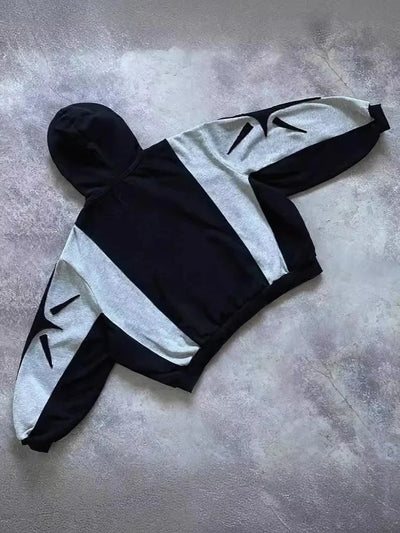 Y2K Embroidered Design Loose Zipper Men's Hoodie Geometric Pattern  Women's Sportswear Gothic Street Wear Extra Large Casual Men