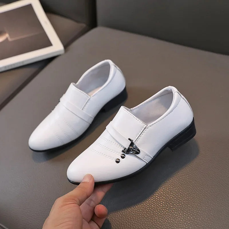 Spring Autumn Boy Leather Shoe Fashion Causal Children's Slip-on Loafers Versatile Kids Formal Students Performance Black Shoes