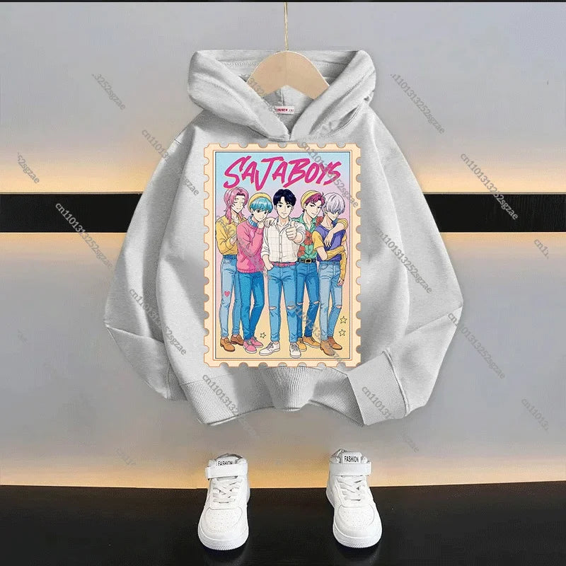 New 2025 KPop Demon Hunters Kids Hoodie: Cartoon Character Hooded Sweatshirt For Boys & Girls Casual Comfy Top