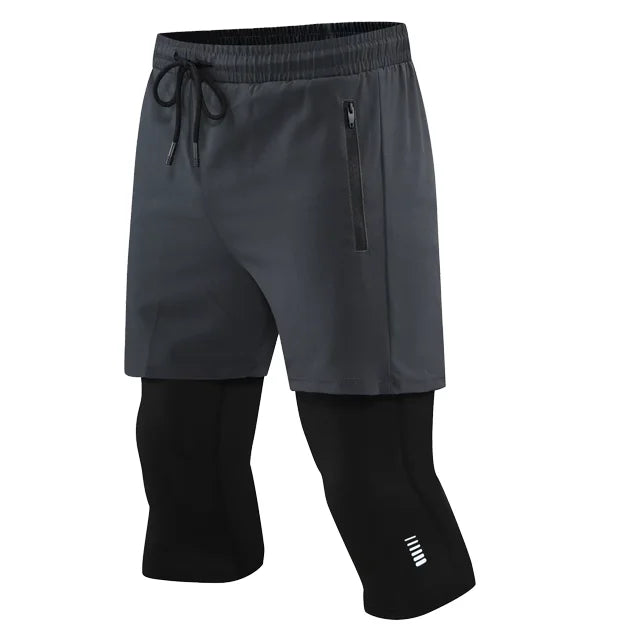 New Men Run Trouser 2 In 1 Double Layer Pant Tight Two Piece Running Training Gym Sweatpant With Pockets Running Trousers