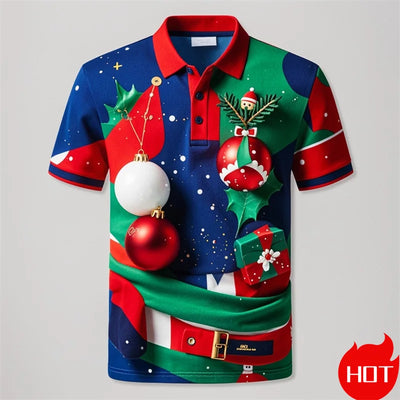 Funny 3D Cute Santa Claus Xmas Printed Polo Shirt For Men Happy Christmas Tee Merry Christmas Graphic Shirts & Blouses POLO Tops