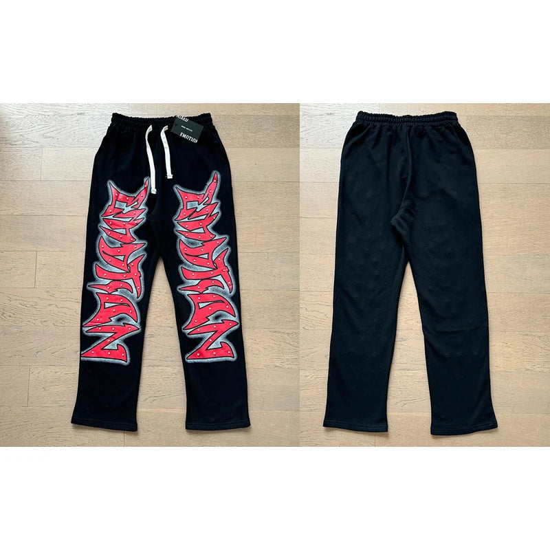 Autumn New Style MIXED EMOTION Zipper Jacket High Quality Colored Hot Diamond Print Windbreaker Casual Trousers Men Women