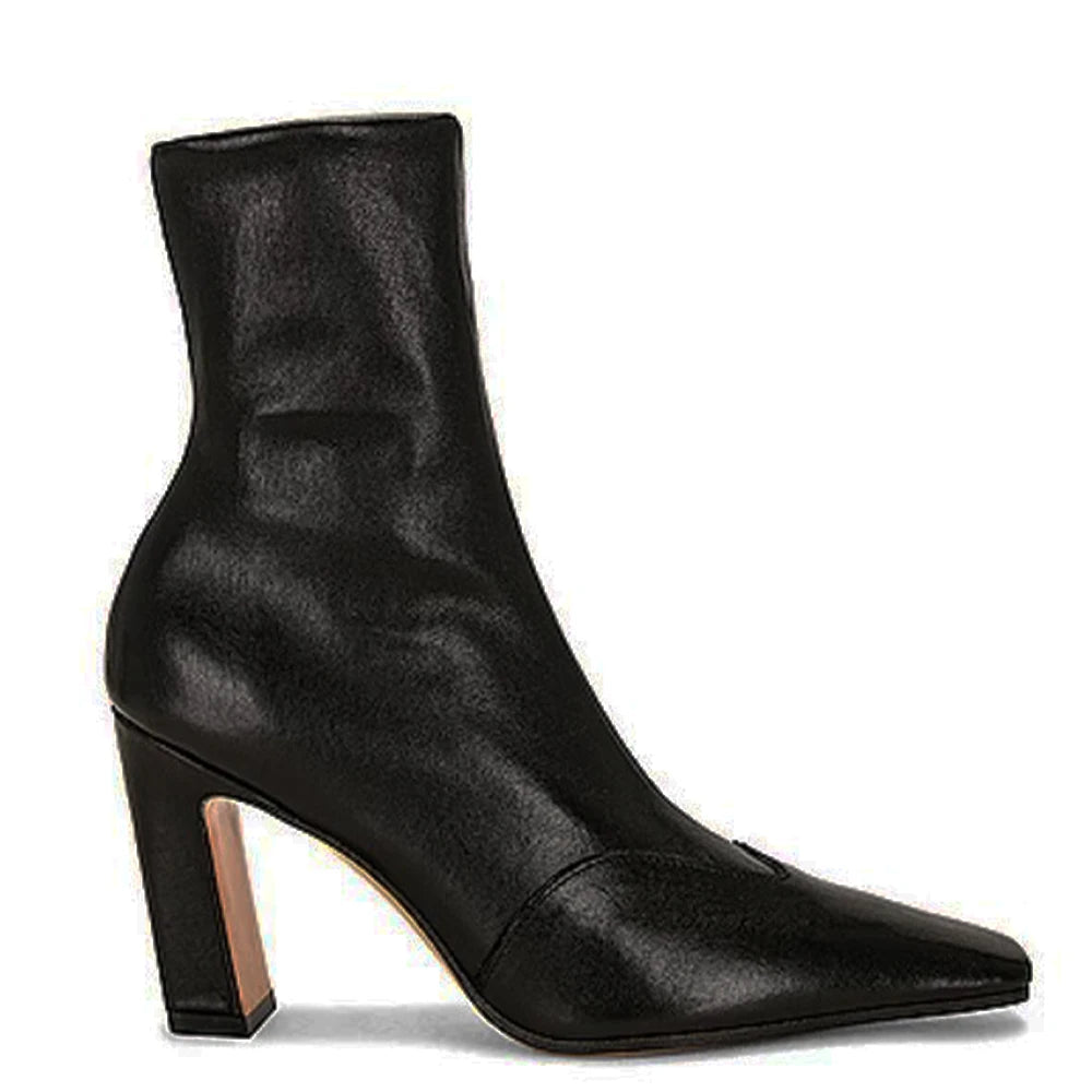 Square Toe Snake Pattern Ankle Boots Chunky Heels Side Zipper Boots Designer Booties Women's High Increase Shoes Botas Mujer