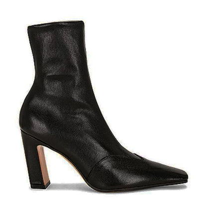 Square Toe Snake Pattern Ankle Boots Chunky Heels Side Zipper Boots Designer Booties Women's High Increase Shoes Botas Mujer