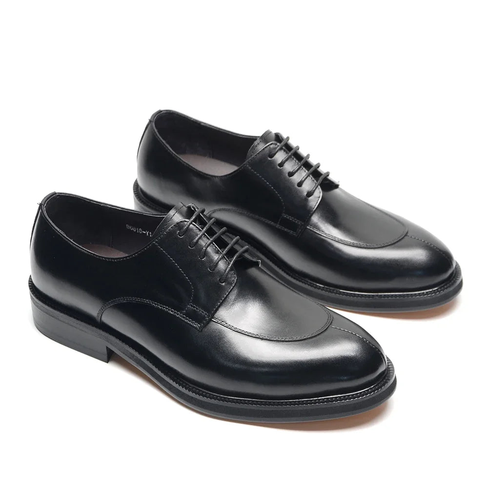 Classic Italian Luxury Brand Men's Elegant Black Dress Shoes Authentic Genuine Leather Lace Up Oxfords Business Social Footwear