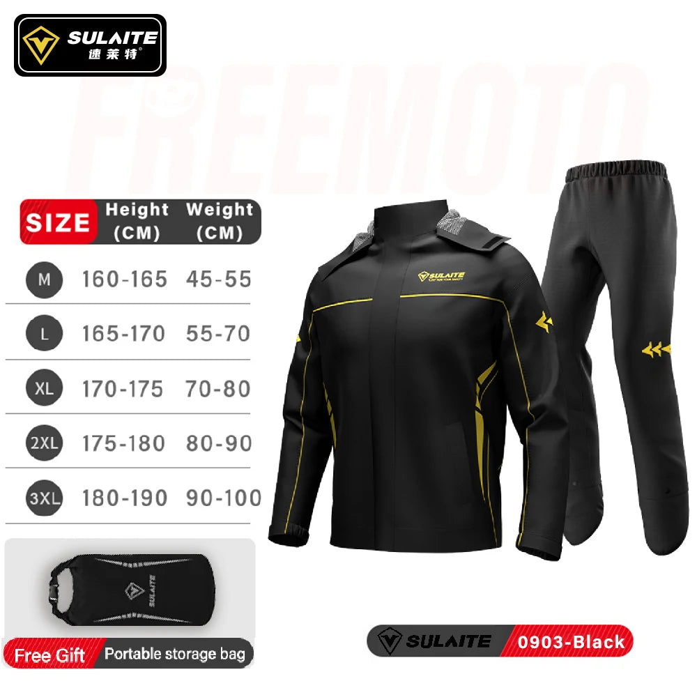 SULAITE Motorcycle Rain Suit Men Women Rain Gear Waterproof Protective Rain Coat with Pants 2 Pieces Breathable Outdoor