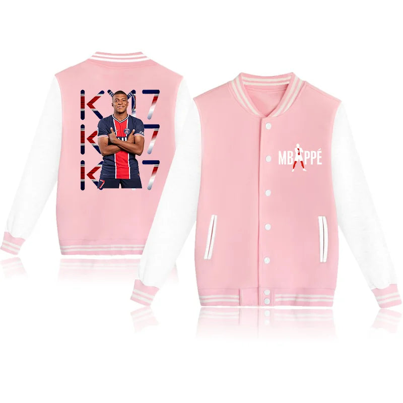 New Cool Mbappé Pattern Printed Baseball Shirt Outdoor Street Mbappé Sweatshirt Jacket Top