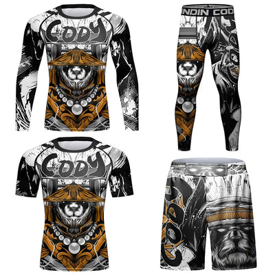 Rush Guard Jiu jitsu MMA Compression T-Shirt+Pant Suit Muay Thai Shorts Bjj Boxing Rashguard Men's Grappling Kickboxing Clothing