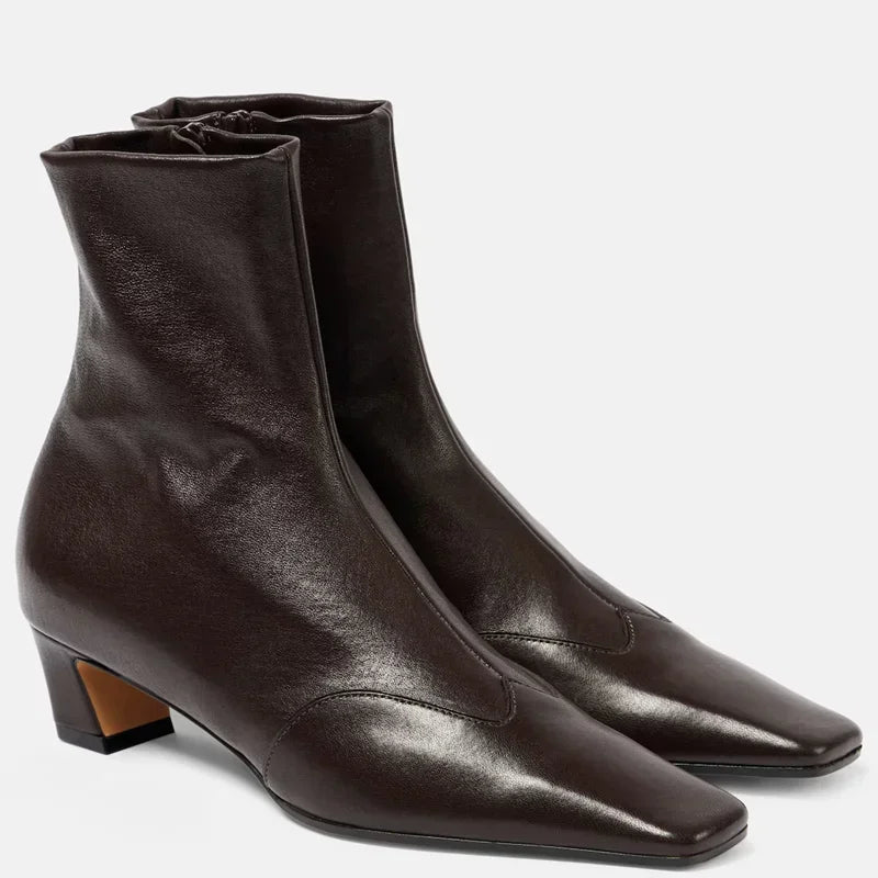 Shiny Patte Leather Patchwork Sewing Ankle Boots Sexy Square Toe Zipper Accept Customized New Arrivals Fashion Women Boots