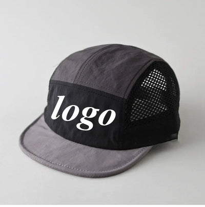 Custome Logo 5-Panel Baseball Cap For Men And Women Outdoor Breathable Mesh Flat Brim Sun Hat Hiking Camping Sports Snapback Hat
