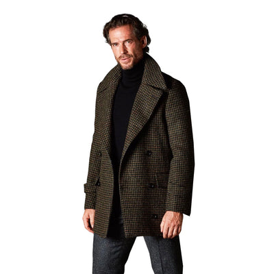 Winter Men Suit Woolen Classic One-Piece Coat Vintage Small Lattice Closure Collar Jacket Wedding Tuxedos Hot Sale Customized