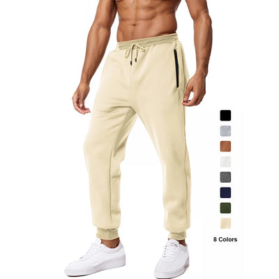 New Sweatpants Side Zipper Pockets Men Joggers Track Pants Elastic Waist Sport Casual Trousers Baggy Fitness Gym Clothing