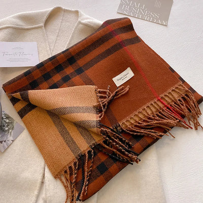 New classic Autumn Winter Fashion Cashmere Plaid Design Scarf Men Women Warm Thickening Shawl Neckerchief Scarves Bufanda Tassel