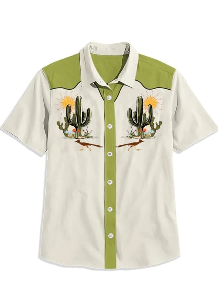 2025 Men's Summer Western Cowboy Style Summer Comfortable Breathable Elegant Art Shirt High Quality Button Top Ropa Para Hombre