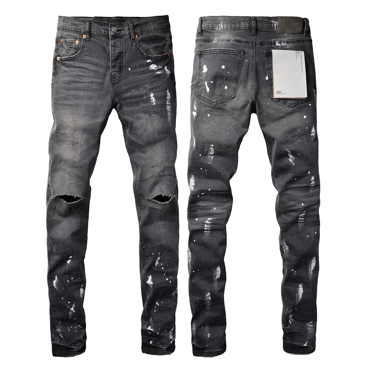 High Street Ripped Black American Jeans Paint Brand 9036 Pants for Women Fashionable Casual Torn Denim Skinnies