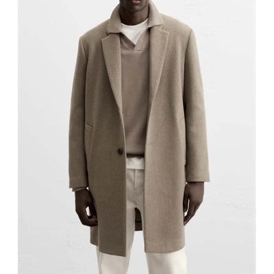 European and American men's medium and long 40% wool woolen gray suit collar woolen coat men