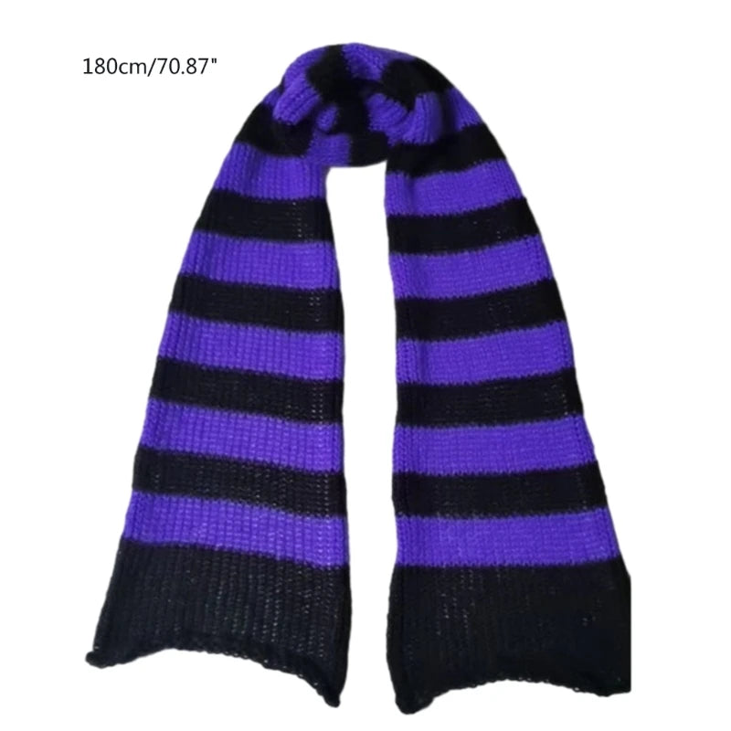 Soft Thicken Striped Scarf for Adult Casual Winter Warm Punk Style Scarf Women Men Unisex Neck Warmer Decorative Wholesale