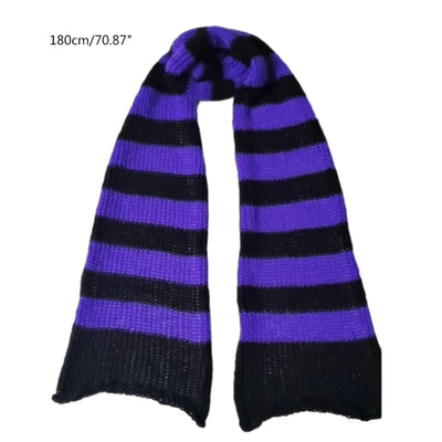 Soft Thicken Striped Scarf for Adult Casual Winter Warm Punk Style Scarf Women Men Unisex Neck Warmer Decorative Wholesale