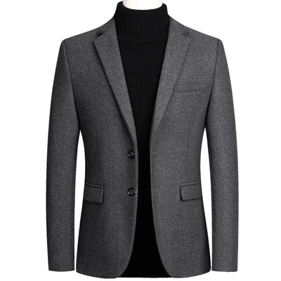 High-Quality Solid Men's Woolen Coats Autumn Winter Casual Thick Wool Windbreaker Two Buttons Jackets Outwear Warm Overcoat