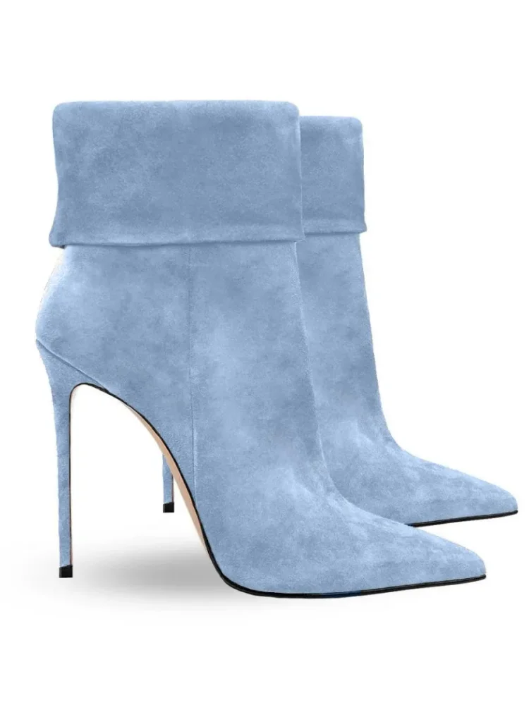 Minimalist Pointed Cuff Boots Women Party Wear Sleek Heels Side Zip Fashion Western Style Chic Pointy Toe Daily Footwear