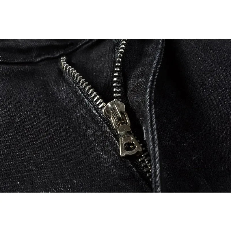 European and American fashion street spray painted colorful letters denim cotton casual pants youth tight jeans