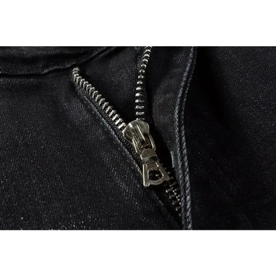 European and American fashion street spray painted colorful letters denim cotton casual pants youth tight jeans