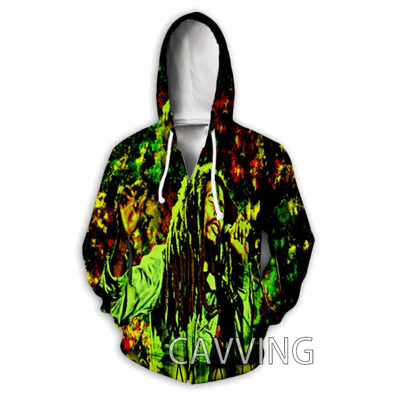 New Fashion 3D Print BOB MARLEY  Zipper Hoodies Zip Up Hooded Sweatshirts Harajuku Hoodie Hip Hop Sweatshirts  H02