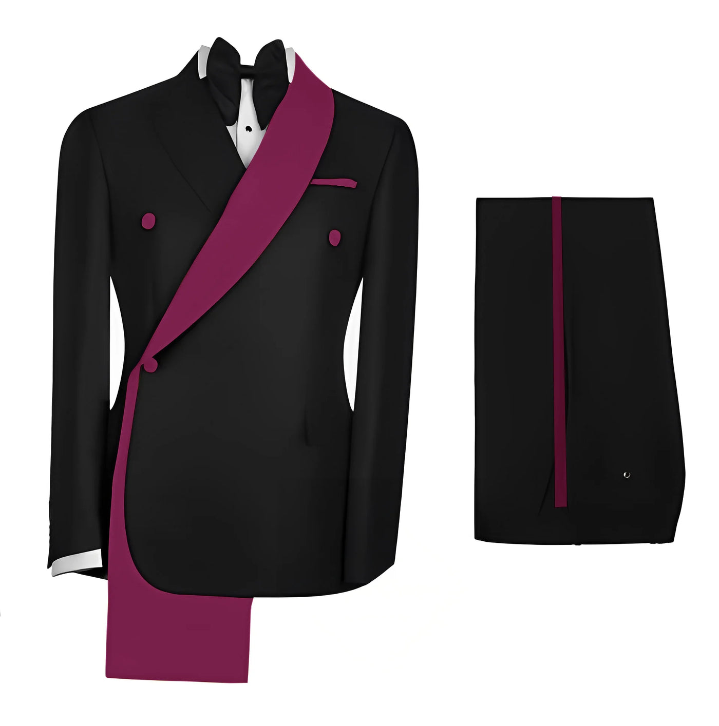 Fashionable Men's Suit 2 piece Set Black Jacket With Gold Collar Wedding Groom Tuxedo Classic Men's Tailored Blazer Pants