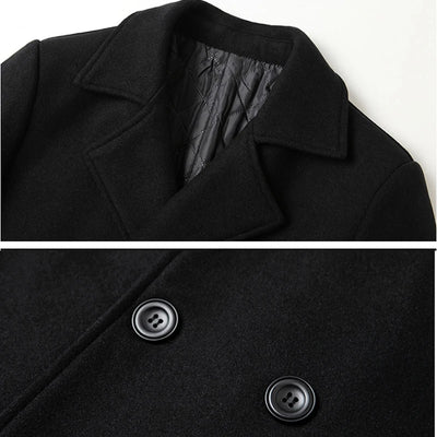 Eur Sizes Male Casual Business Jacket Autumn and Winter High-end Double-breasted Men's Woolen 40% Wool Coat Warm Trench Coat