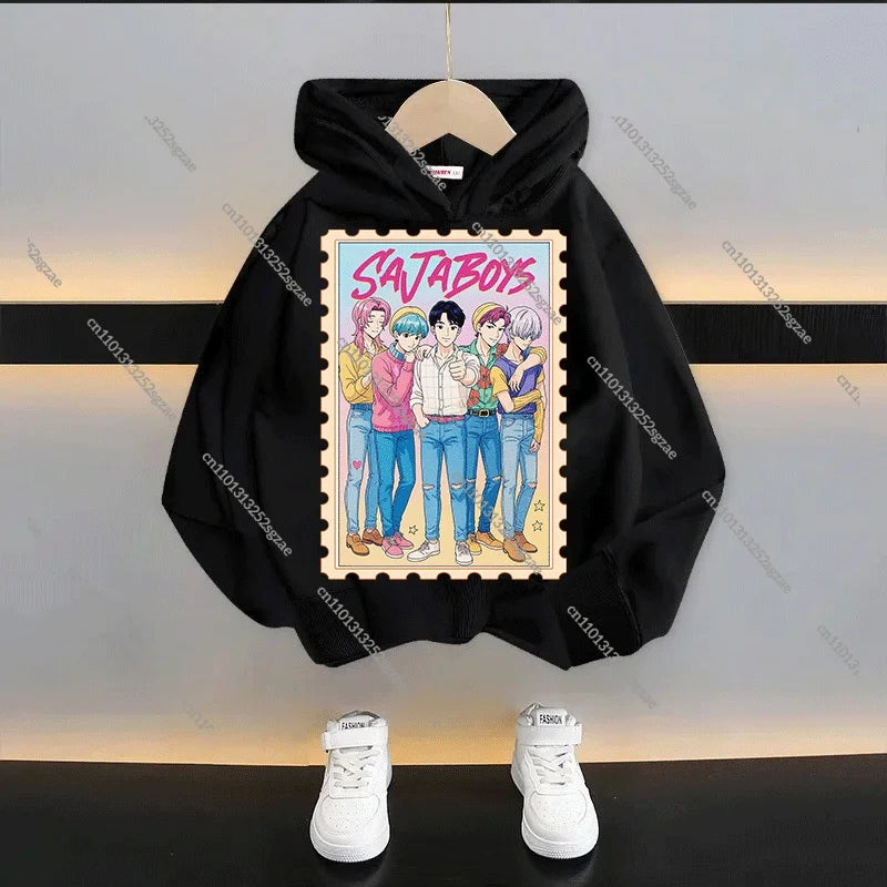 New 2025 KPop Demon Hunters Kids Hoodie: Cartoon Character Hooded Sweatshirt For Boys & Girls Casual Comfy Top