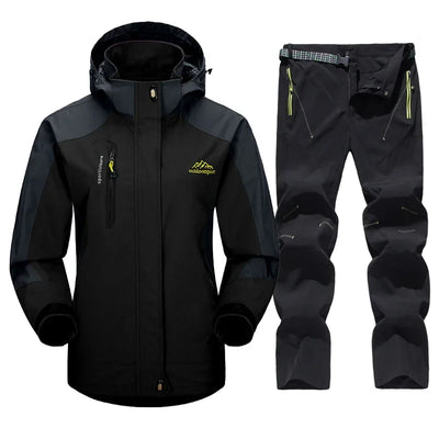 Outdoor Waterproof Hiking Jacket Sets Men Spring Breathable Hooded Coat Trekking Camping Climbing Quick-Drying Trousers Suit