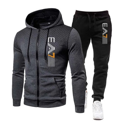 New men's warm hooded sports suit Men's sports fitness wear Men's running set Sports suit with hood Men's hooded coat for sports