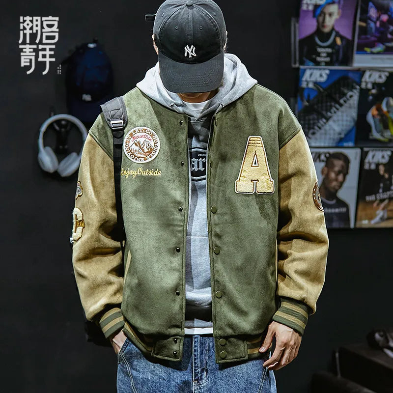 New Baseball Jacket Men Fashion Embroidered Jackets Coats High Street Outwear Man Bomber Jacket Hip Hop Clothing Top