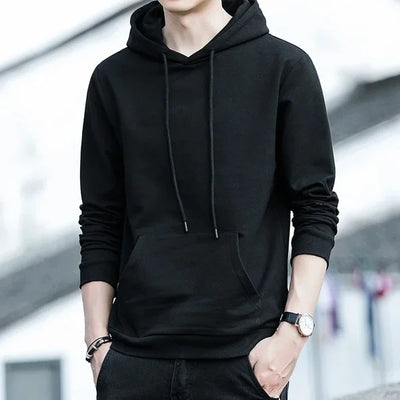 Hoodie Sweatshirts Men Clothes Solid Color Black Gray Pink Blue Fleece Sweatshirt Hip Hop Hoody Male Hooded Sweater Casual Tops