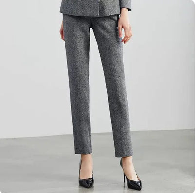 Retro Wool Suit Two Piece Sets Womens Outifits Double-Breasted Blazer Female President Manager Professional Suit Set Clothing