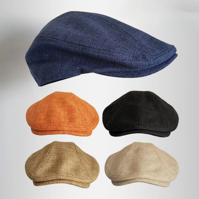 Big Size XL62cm Summer Linen Newsboy Caps Men Women Painter Berets Forward Hats Adult Casual Ventilate Breathable Advancing Hat