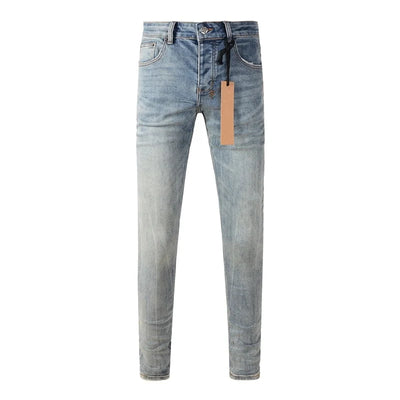 25fw High Street Men's Jeans Paint Hole Trend Low Rise Skinny Denim Pants Pleated Ripped Solid Trousers