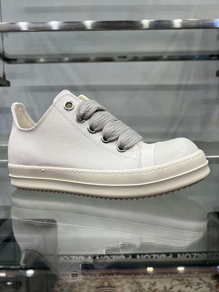 Casual Shoes Men Canvas Beige Low Top Brand Jumbo Lace Up Ro Thick Sole Luxury Designer Trainers Women Street Flat Sneakers
