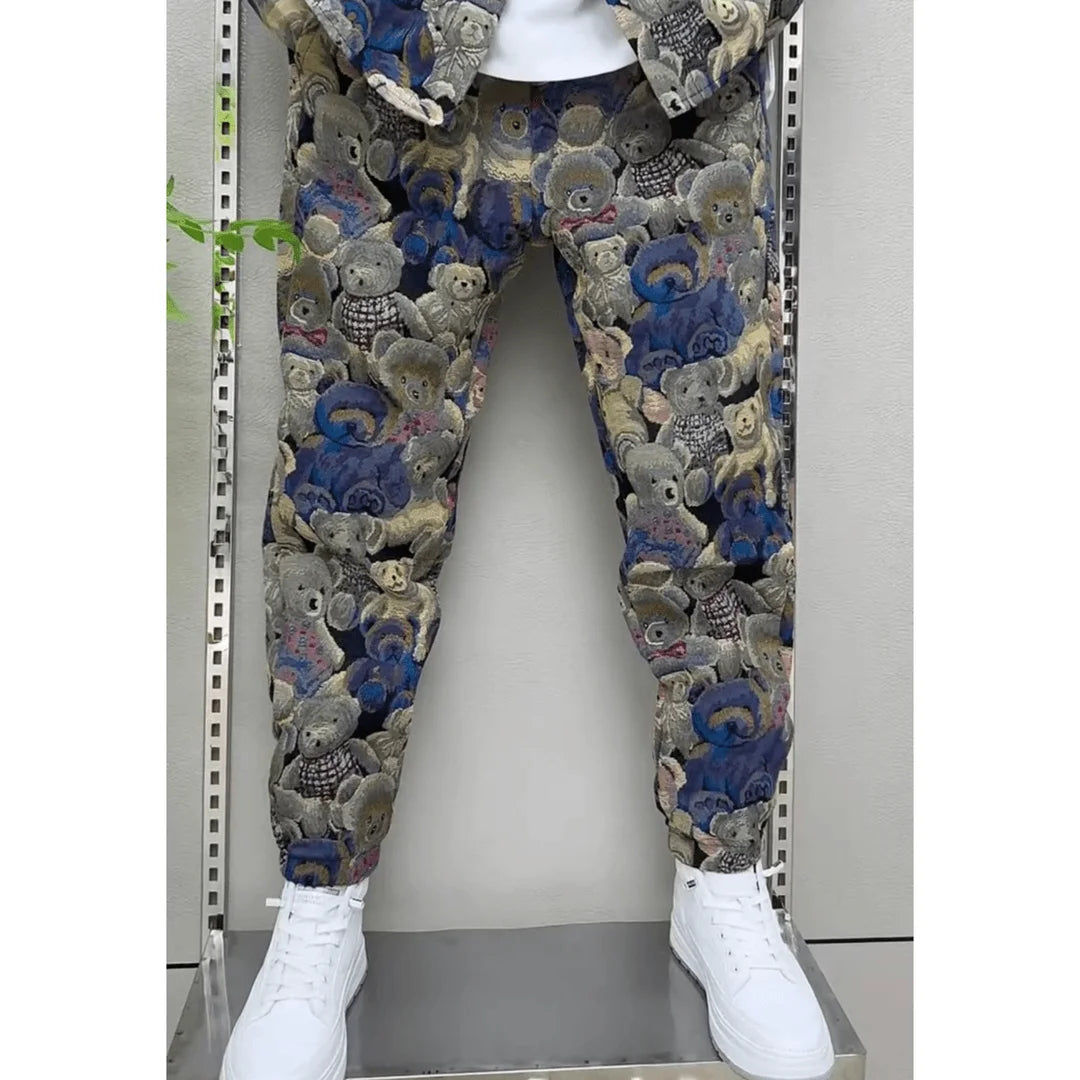 Men's Casual Pants Sports Jacket Fashionable Teddy Bear Jacket Trendy and Versatile Couple Style Set
