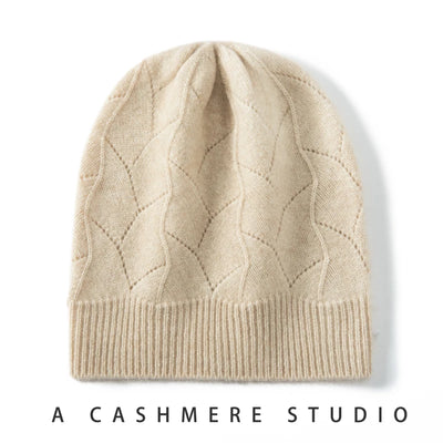 High Quality 100% Cashmere Knitted Hat for Women Winter Beanies Soft Warm Mesh Outdoor Cap Fashion Female Skullies Solid Hats
